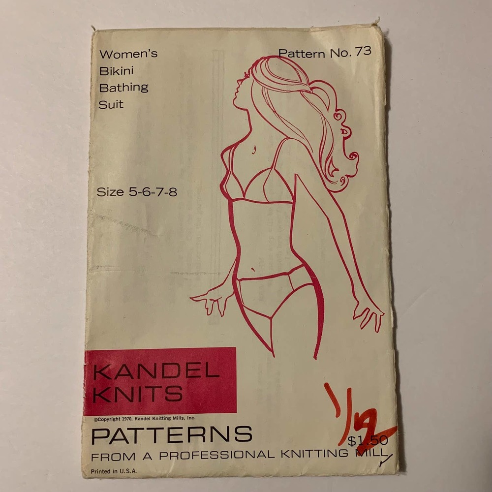 Kandel Knits Vintage 1970's Pattern #73 Women's Bikini Swim‎ Suit